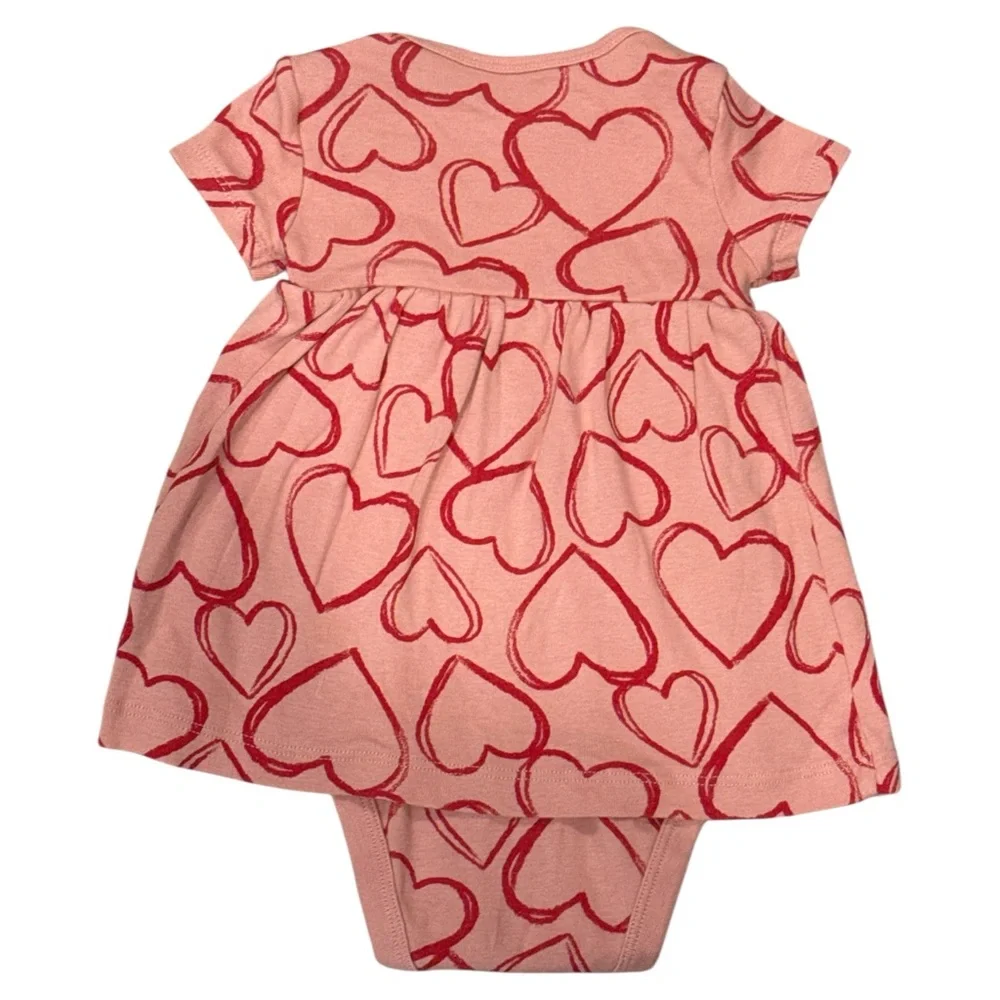 Just One You Carter’s Girl Baby Pink Heart Red‎ Bodysuit Dress, Size 6 months